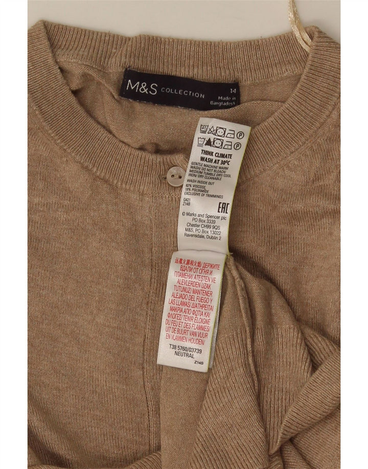 Sweter damski Marks & Spencer Crop Cardigan UK 14 Średni Beż Wiskoza