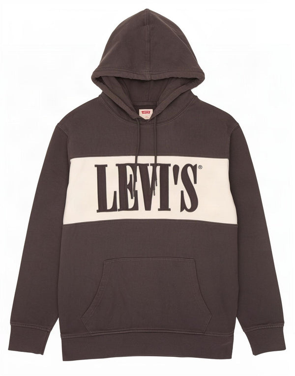 Męski sweter z kapturem Levi's z grafiką, średnioszary, bawełniany z blokami kolorów