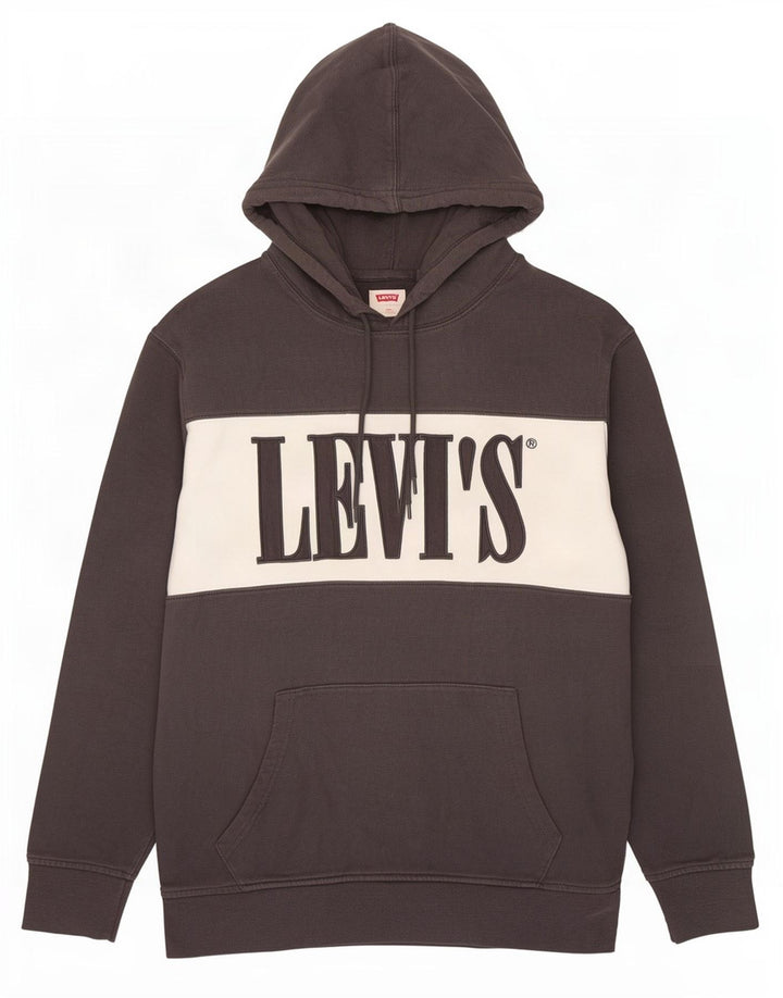 Męski sweter z kapturem Levi's z grafiką, średnioszary, bawełniany z blokami kolorów