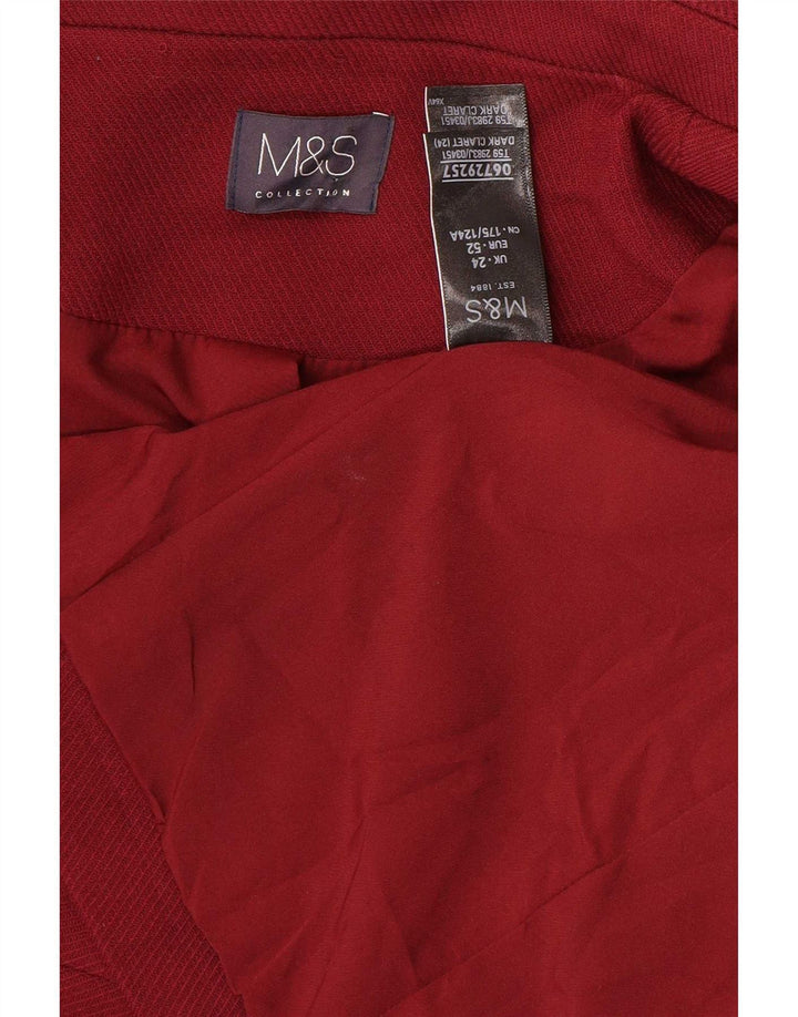 Marks & Spencer Damska marynarka zapinana na 1 guzik UK 24 4XL Burgundowy poliester