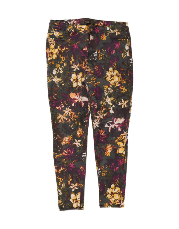Damskie jeansy skinny Zara EU 44 XL W34 L27 Wielokolorowe kwiaty