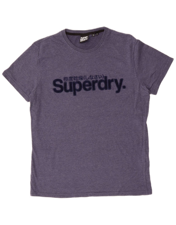 SUPERDRY Męski T-shirt z grafiką, góra XL, niebieska bawełna