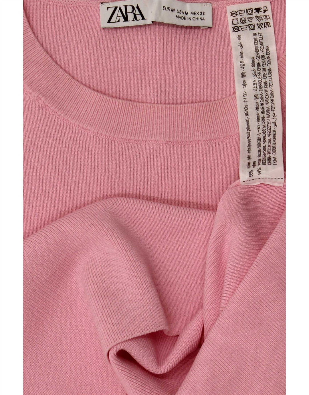 Damski krótki top Zara UK 14, średni różowy nylon