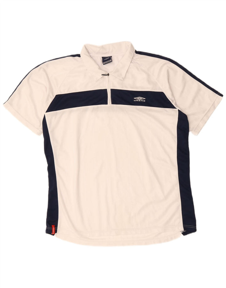 Męska koszulka polo UMBRO XL, biały, poliester z blokami kolorów