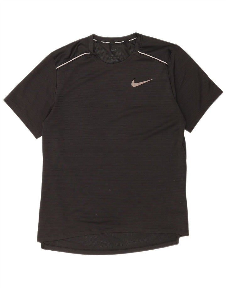 Męski T-shirt Nike Dri Fit Top, średni czarny poliester w prążki