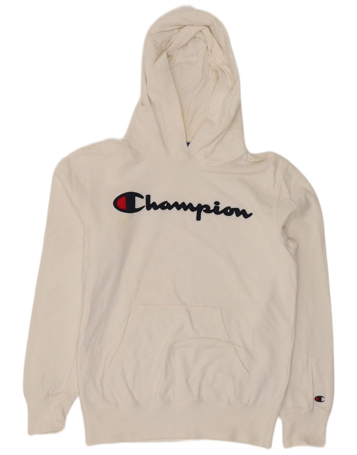 Męski sweter z kapturem Champion Graphic, średni biały, bawełniany