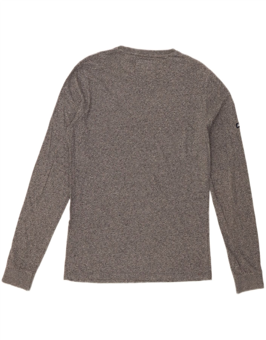 SUPERDRY Męski top z długim rękawem, mały, szary, z bawełny w cętki