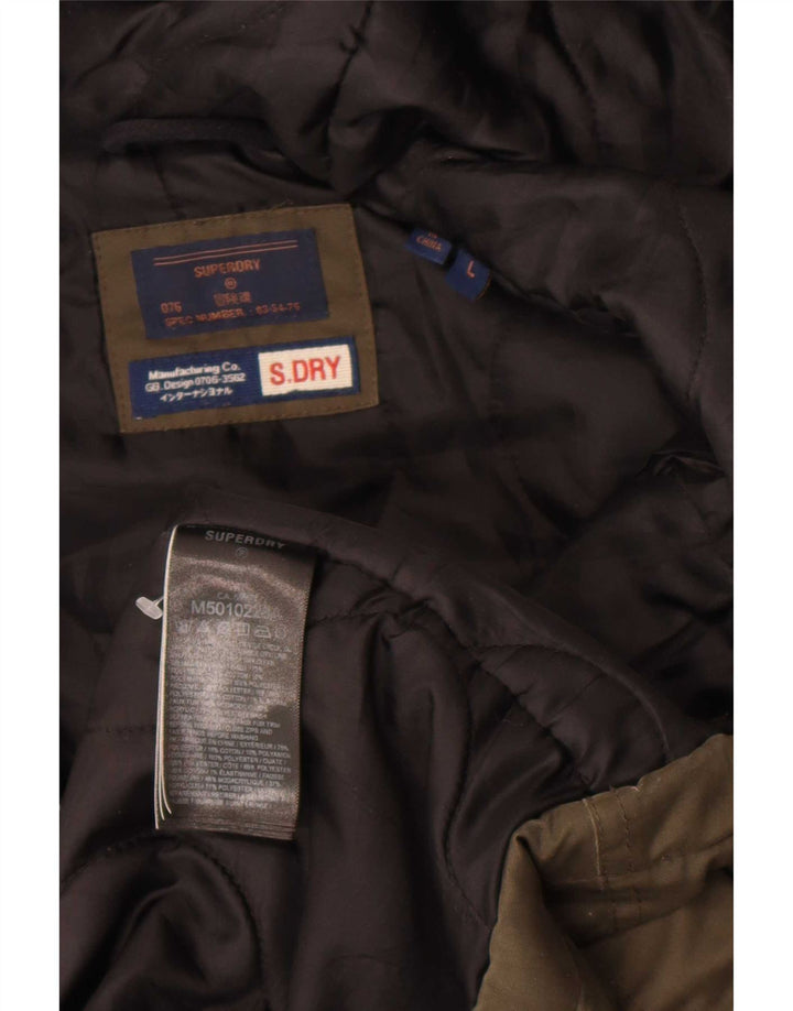 Męska kurtka parka z kapturem Superdry UK 40, duża, poliester khaki