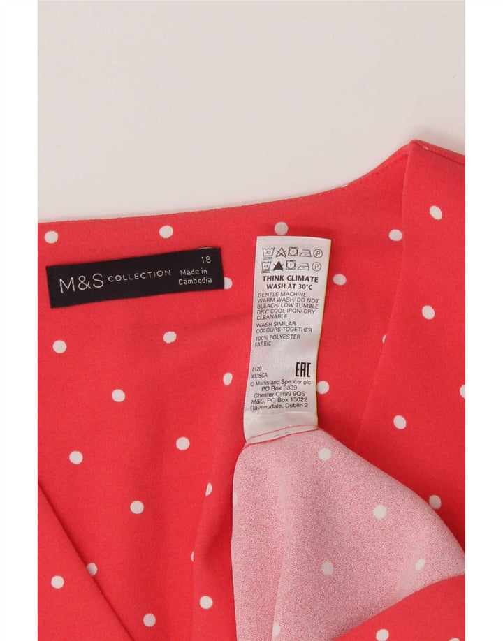 Marks & Spencer Damska sukienka typu shift UK 18 XL, różowa, poliester w kropki