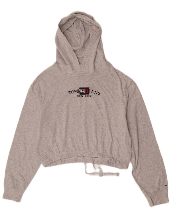 Damska bluza z kapturem Tommy Hilfiger Crop Graphic UK 14 Medium Grey Flecked