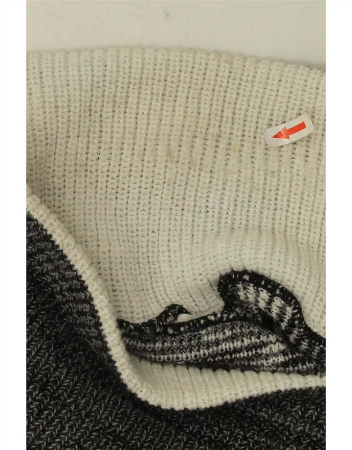 Vintage męski sweter z szalowym dekoltem, średnio szary, geometryczny