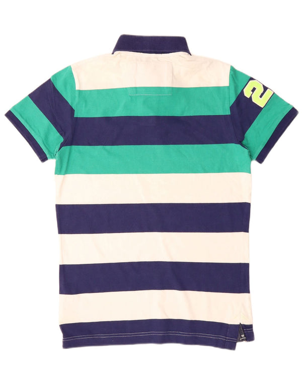 SUPERDRY Mens Graphic Polo Shirt Medium Multicoloured Striped Cotton