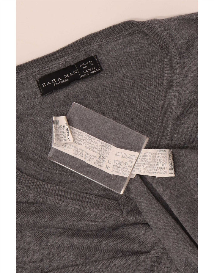 Męski sweter Zara z dekoltem w kształcie litery V, średnioszara wiskoza
