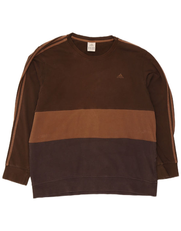 Bluza męska Adidas Jumper 2XL Brązowa bawełna z blokami kolorów