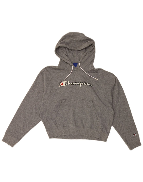 Damska bluza z kapturem Champion Graphic Crop UK 14, średnia szara bawełna
