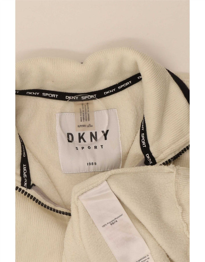 Damska bluza oversize z zamkiem 1/4 Dkny UK 6 XS w kolorze złamanej bieli Poliester