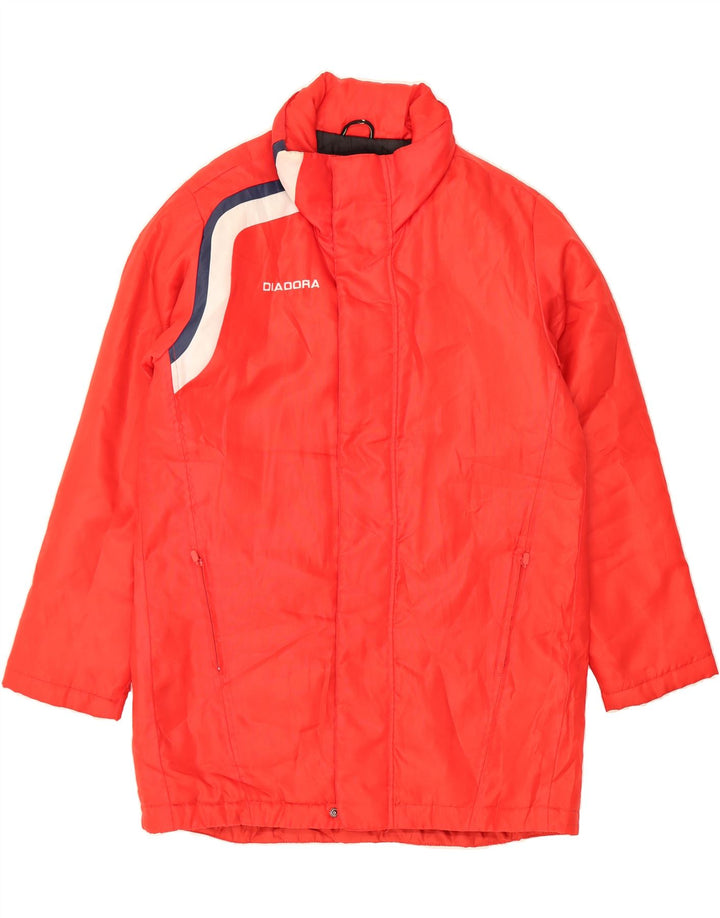 DIADORA Mens Hooded Windbreaker Jacket UK 36 Small Red Polyester Vintage Diadora and Second-Hand Diadora from Messina Hembry 