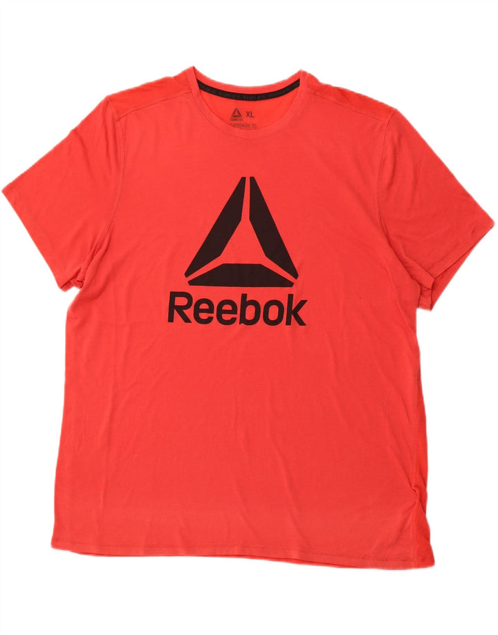 Męska koszulka z grafiką REEBOK Top XL, czerwona, poliestrowa, sportowa