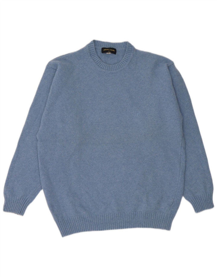 PIERRE CARDIN Męski sweter z okrągłym dekoltem, duży, niebieski, wełniany