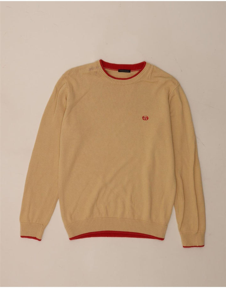 Męski sweter z okrągłym dekoltem Sergio Tacchini, średnio beżowy, bawełniany