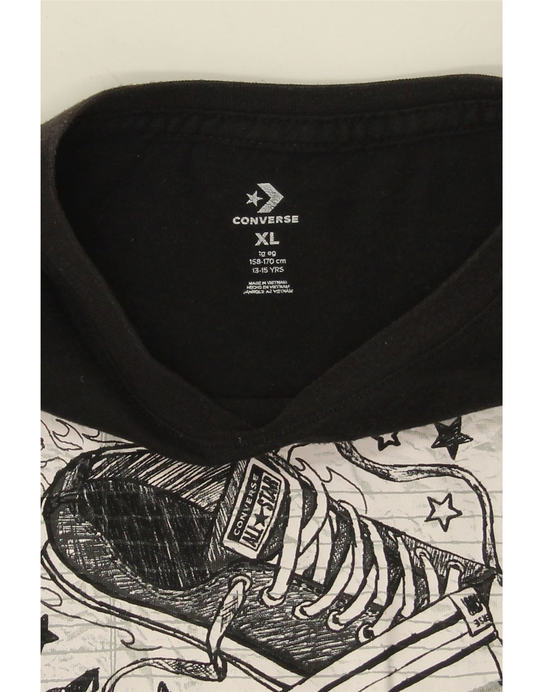 CONVERSE Boys Graphic T-Shirt Top 13-14 Years Black Vintage Converse and Second-Hand Converse from Messina Hembry 