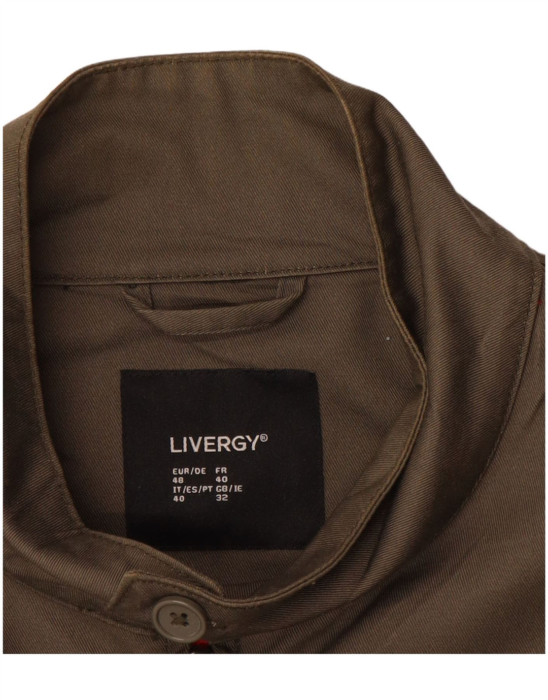 LIVERGY Mens Bomber Jacket EU 48 Medium Khaki Polyester
