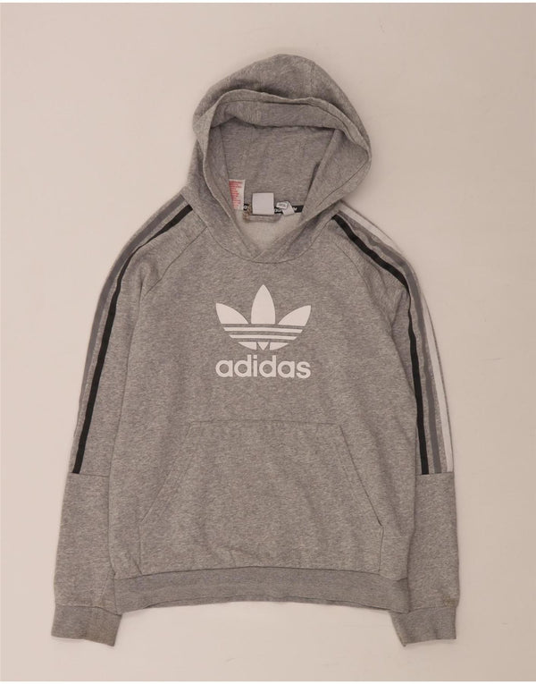 Chłopięcy sweter z kapturem ADIDAS z grafiką 13-14 lat, szara bawełna w plamki