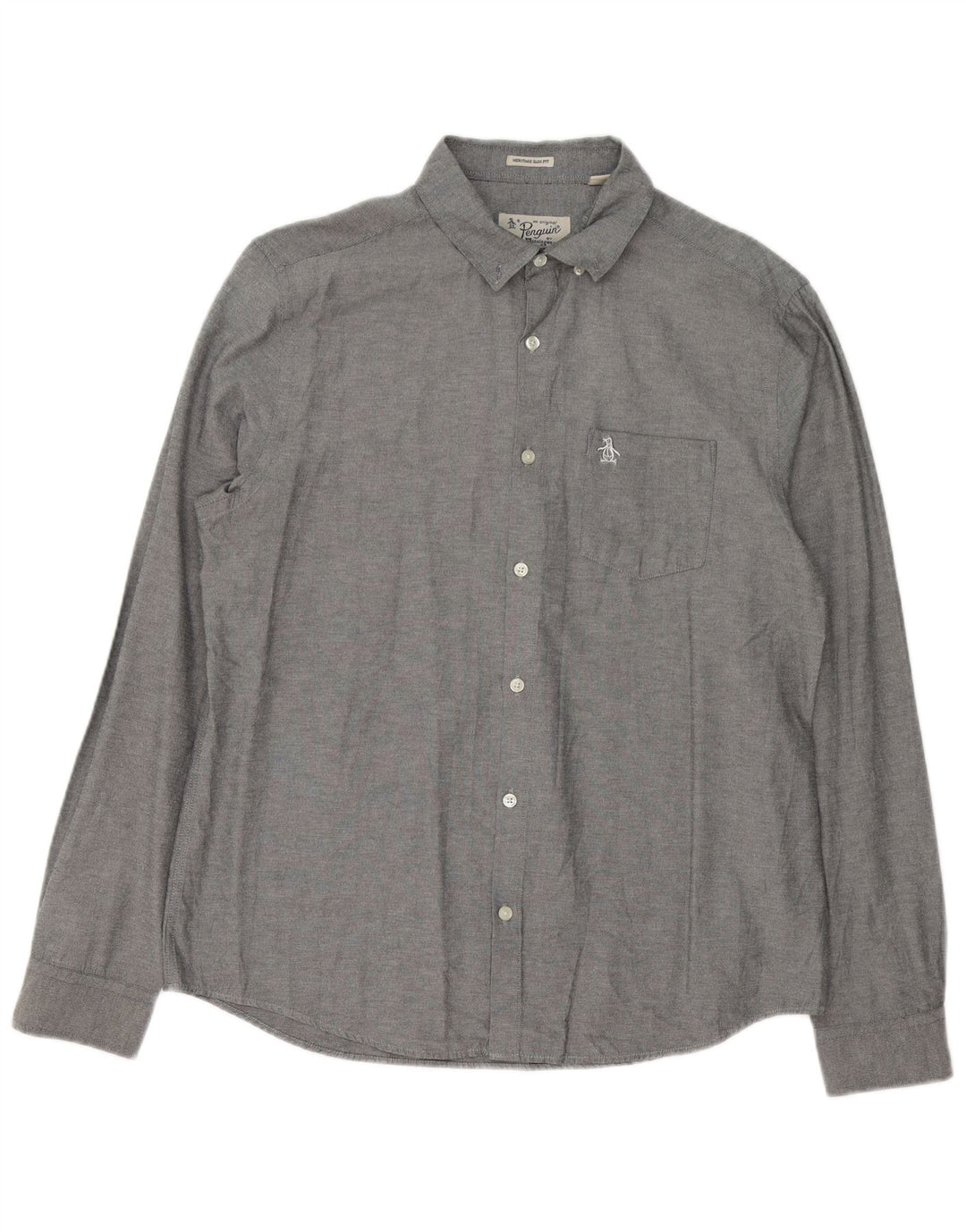 Koszula męska Penguin Heritage Slim Fit, duża, szara, nakrapiana