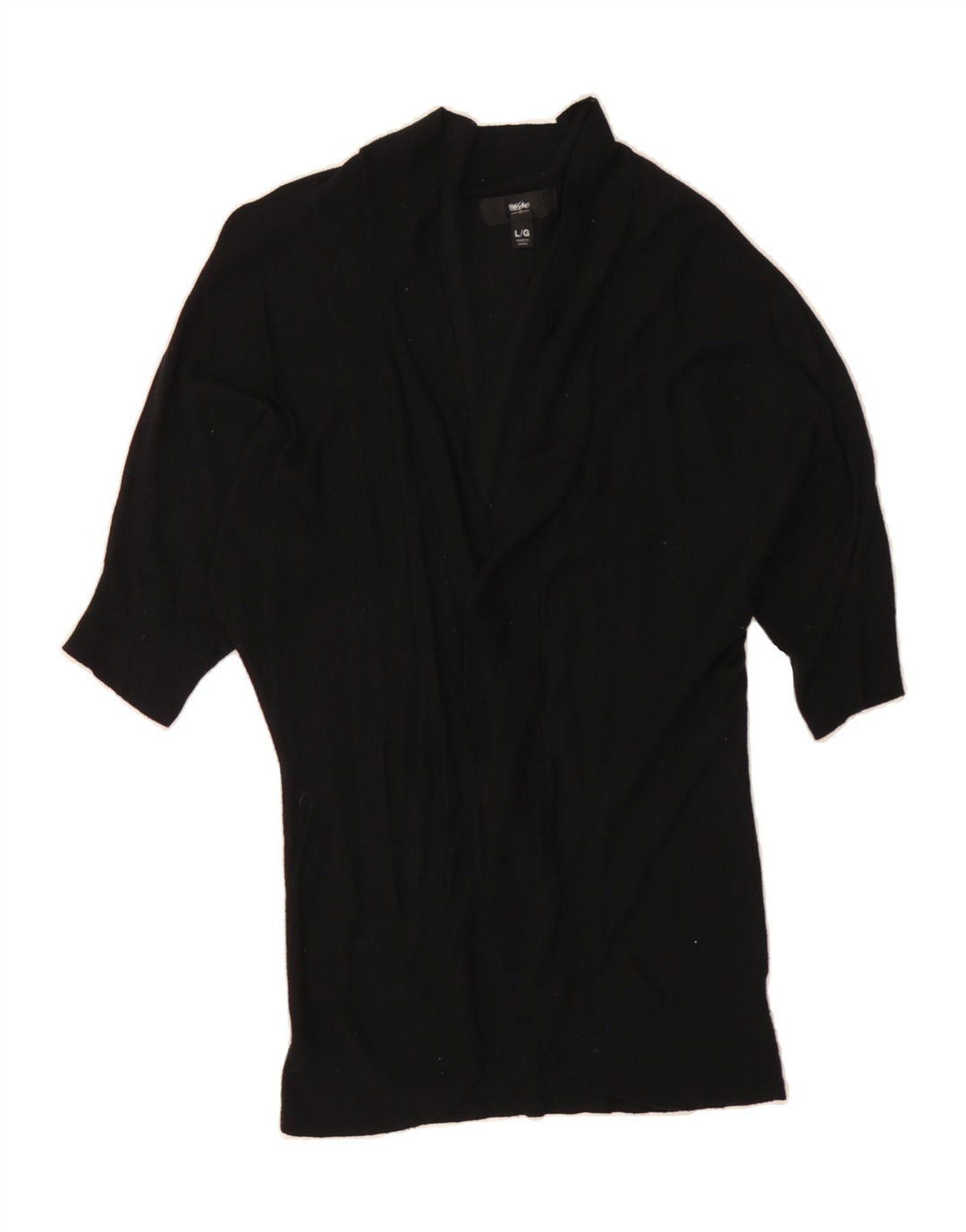 MOSSIMO Womens Short Sleeve Open Cardigan Sweater UK 14 Large Black Nylon Vintage Mossimo and Second-Hand Mossimo from Messina Hembry 