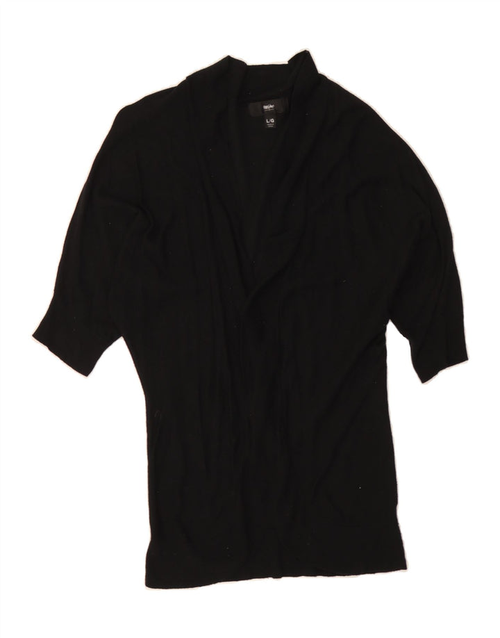 MOSSIMO Womens Short Sleeve Open Cardigan Sweater UK 14 Large Black Nylon Vintage Mossimo and Second-Hand Mossimo from Messina Hembry 