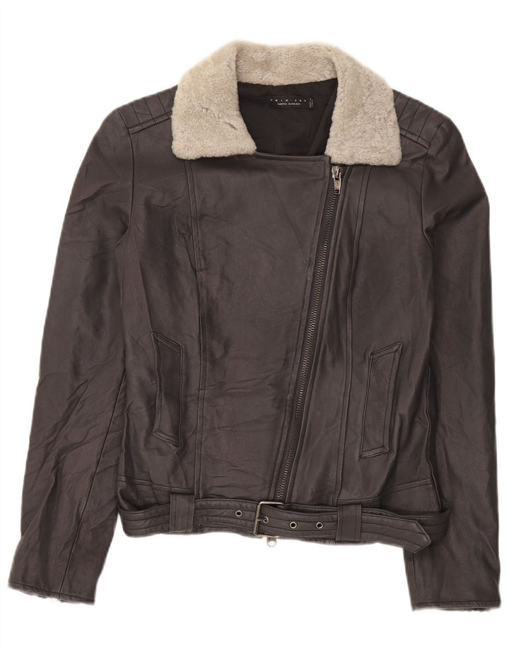 Damska skórzana kurtka motocyklowa Simona Barbieri z dwoma zestawami, UK 10, mała czarna