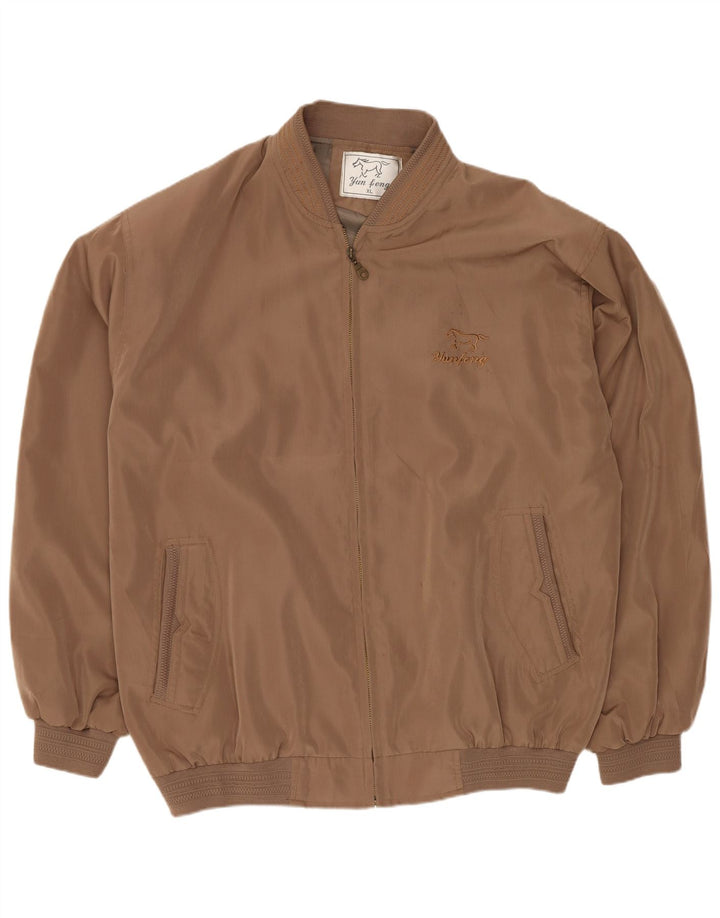 Męska kurtka bomber w stylu vintage UK 42 XL, brązowy poliester