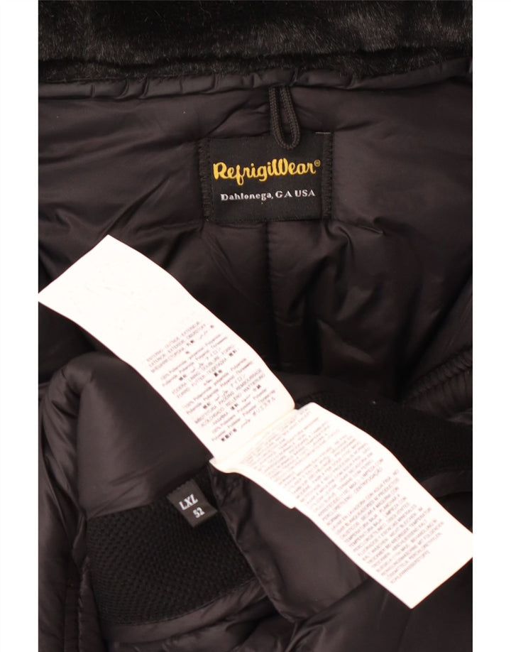 Męska ocieplana kurtka z kapturem Refrigiwear UK 52, duża, czarna, zimowa z poliamidu