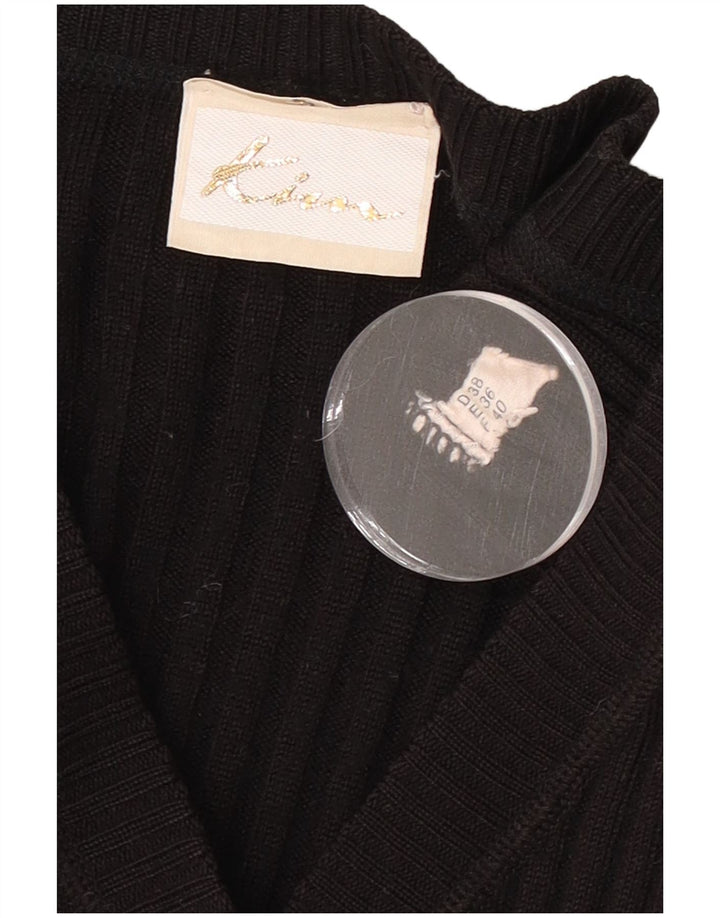 Sweter damski w stylu vintage, krótki sweter EU 36, mały, czarny, poliakryl