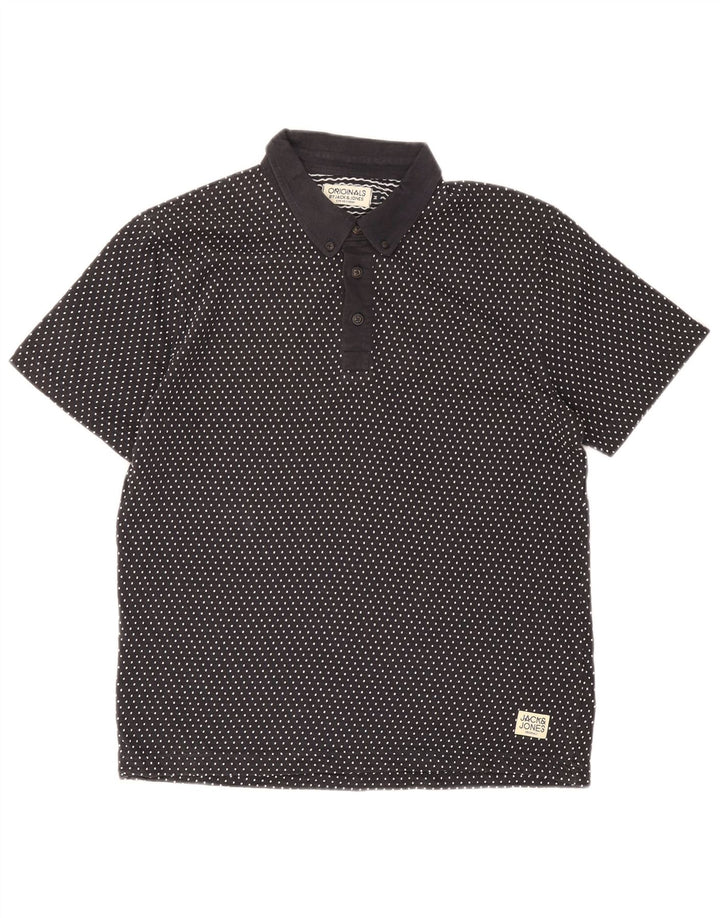 Męska koszulka polo Jack & Jones, średnia, granatowa, bawełniana w cętki