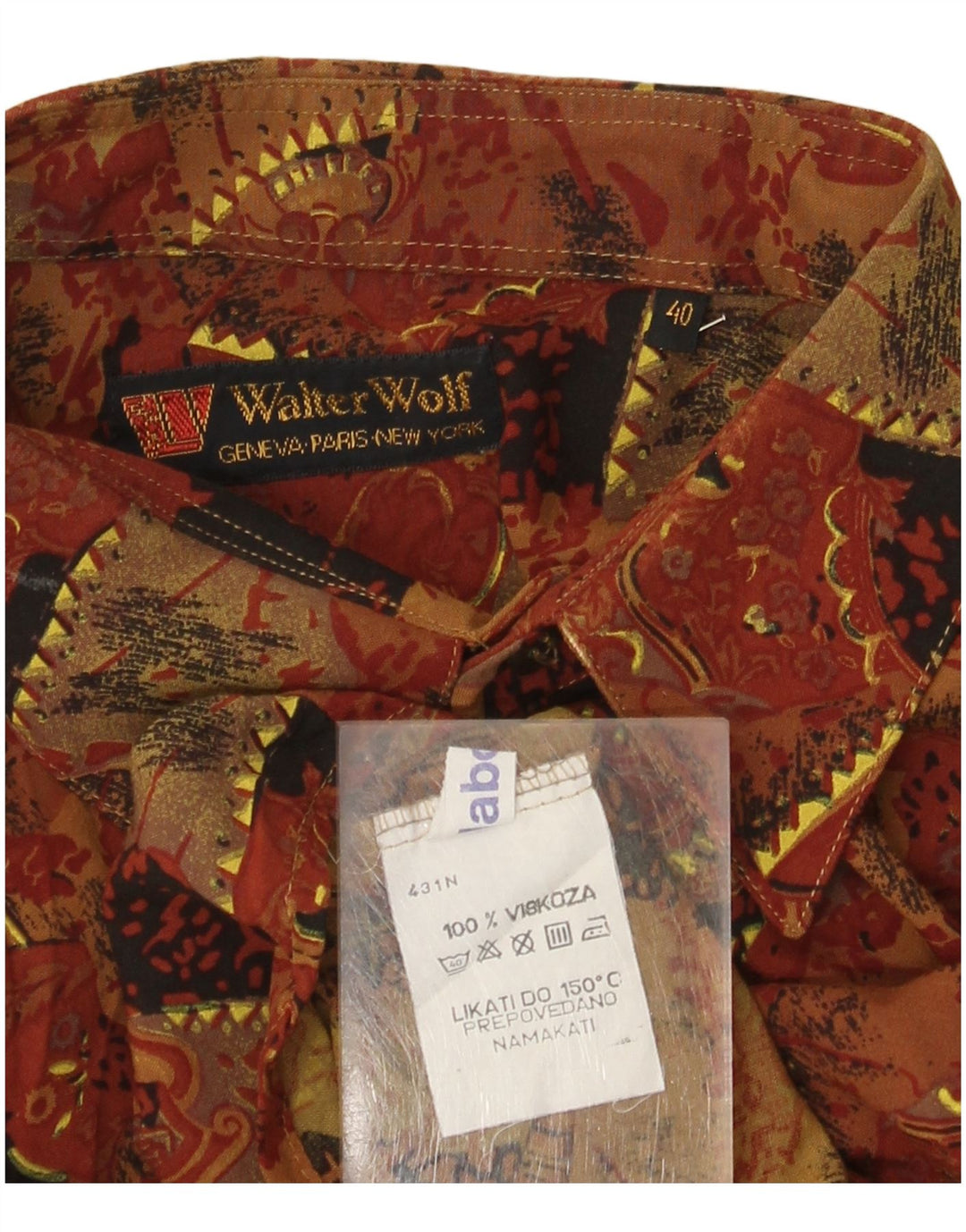 Męska koszula Walter Wolf w abstrakcyjny wzór, rozmiar 40, średnio brązowa wiskoza