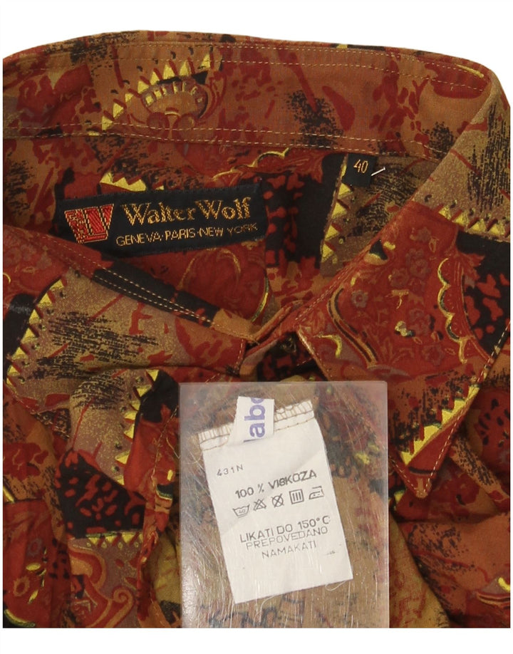 Męska koszula Walter Wolf w abstrakcyjny wzór, rozmiar 40, średnio brązowa wiskoza