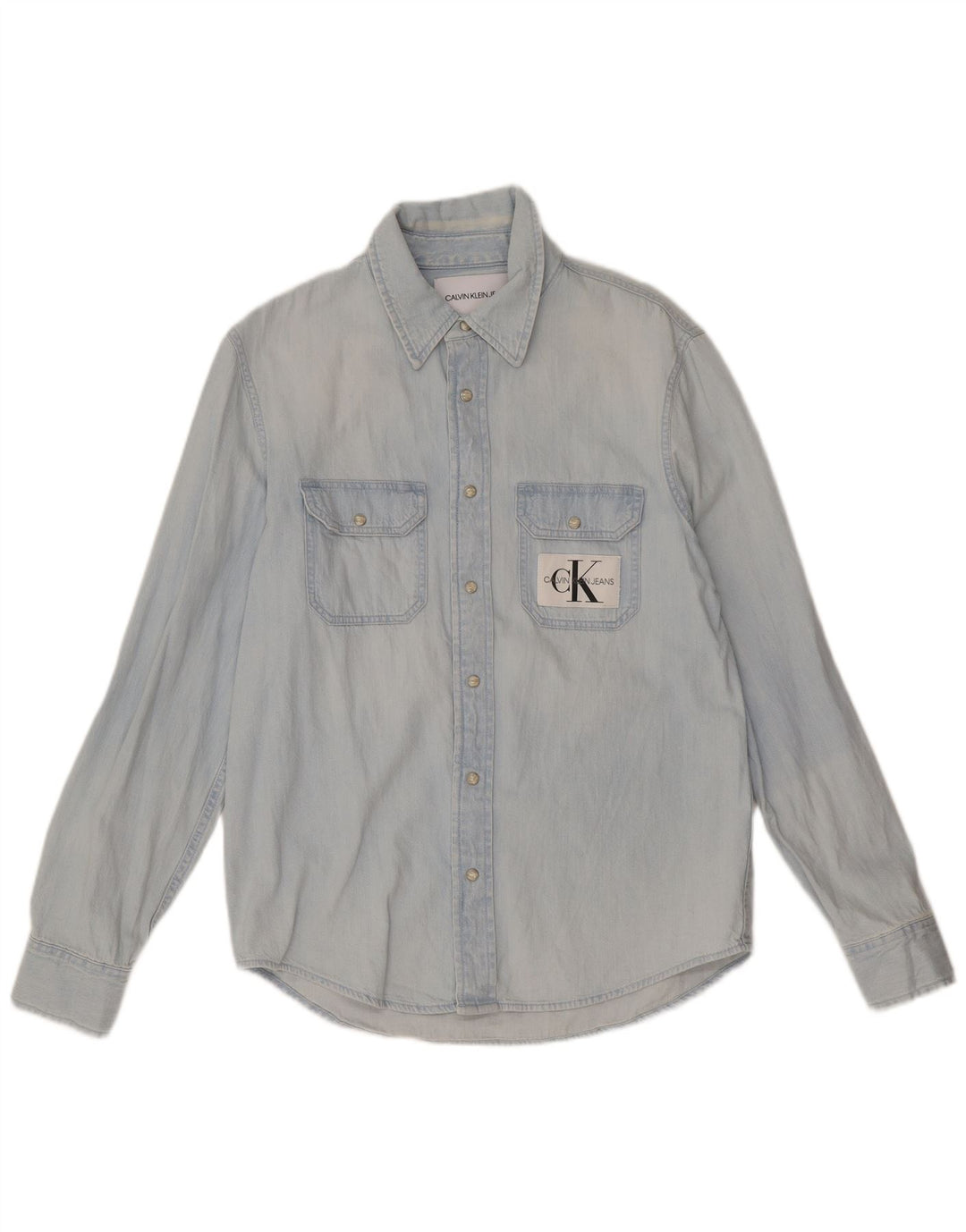 Męska koszula dżinsowa Calvin Klein Jeans, mała, niebieska