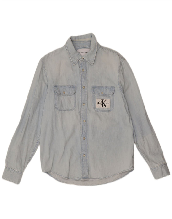 Męska koszula dżinsowa Calvin Klein Jeans, mała, niebieska