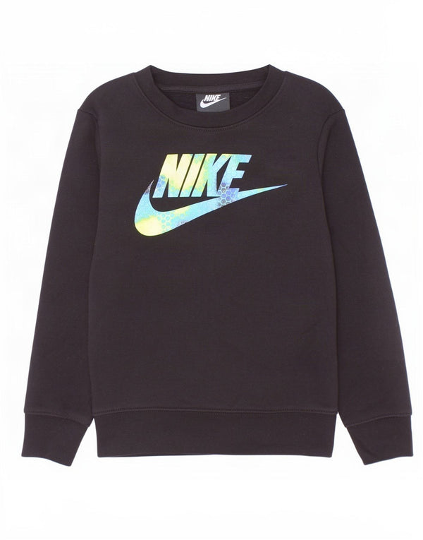 Nike Boys Graphic Sweatshirt Jumper 5-6 Years Medium Black Cotton