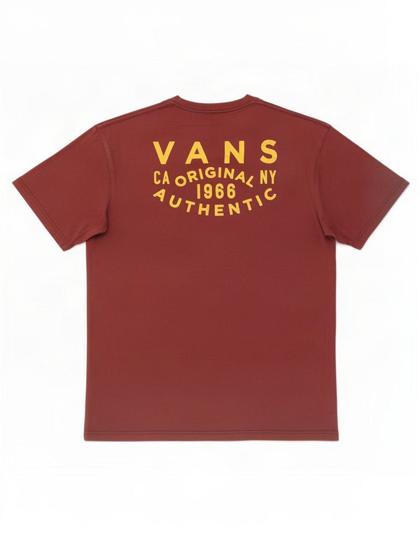 Męski T-shirt Vans o klasycznym kroju z grafiką, duży, bordowy, bawełniany