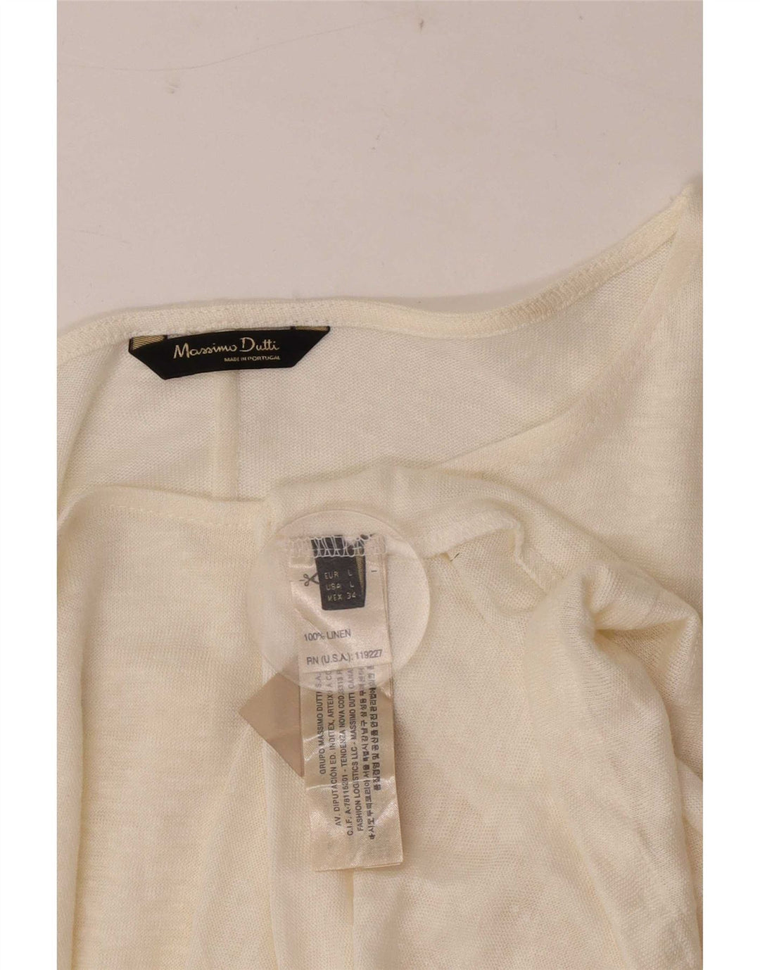 Damski top Massimo Dutti z długim rękawem UK 16, duży, lniany w kolorze złamanej bieli