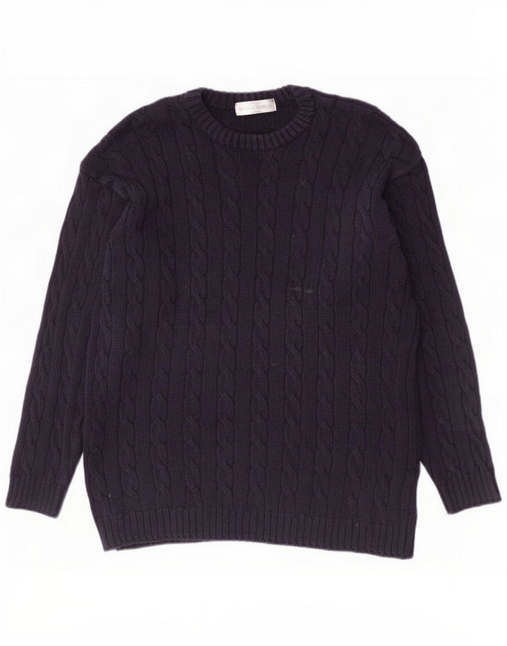 Marks & Spencer Męski sweter St. Michael z okrągłym dekoltem, duży, granatowy