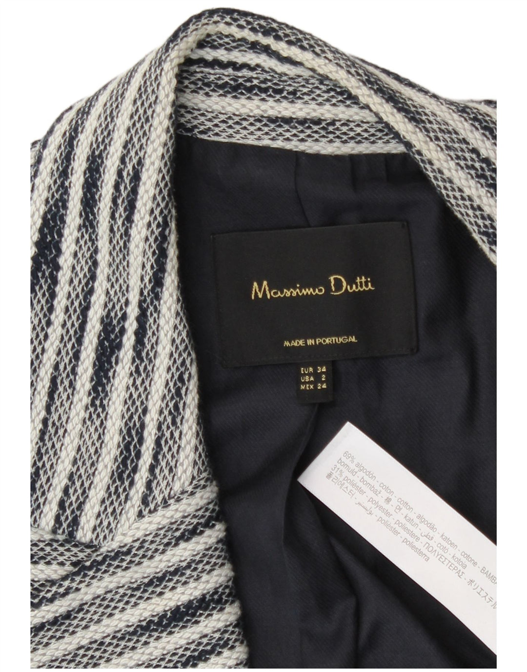 Damska marynarka Massimo Dutti EU 34 2XS Granatowa, nakrapiana bawełna