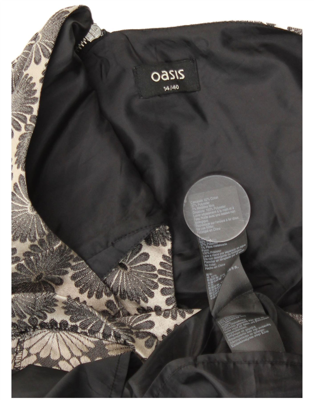 Damska sukienka o linii A Oasis UK 14 Średni granatowy, bawełniany w kwiaty