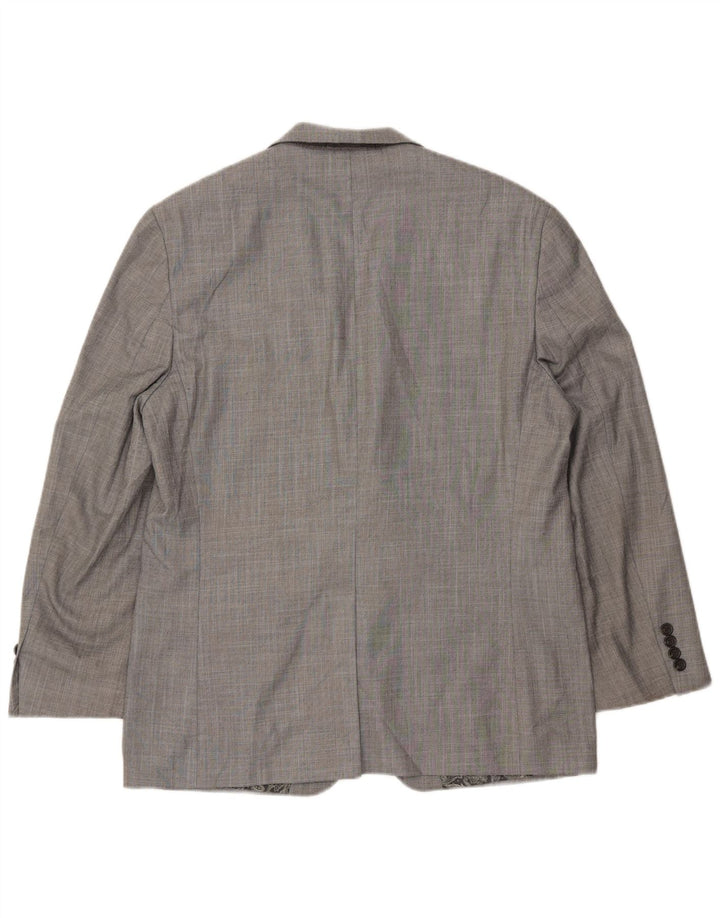 Męska marynarka zapinana na 2 guziki Chaps UK 40, duża szara, poliestrowa jodełka