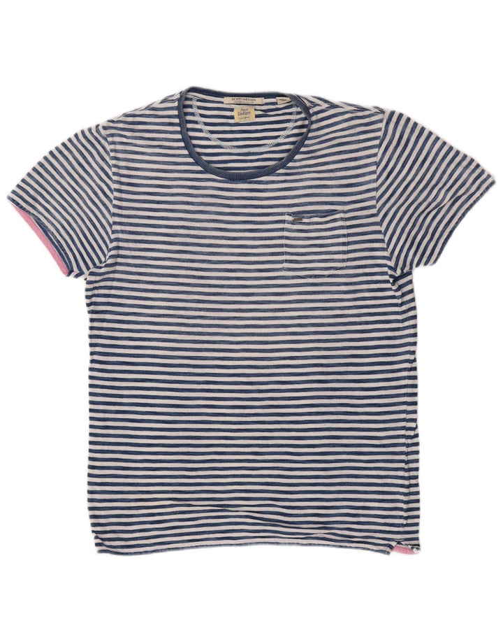 T-shirt męski Scotch & Soda, klasyczny, bawełniany w średnie niebieskie paski