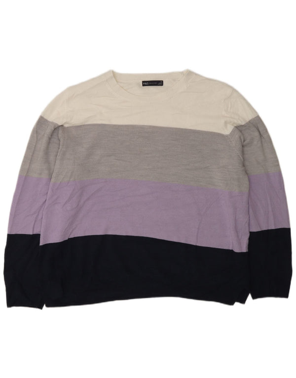 Marks & Spencer Womens Crew Neck Jumper Sweater UK 22 2XL Multicoloured