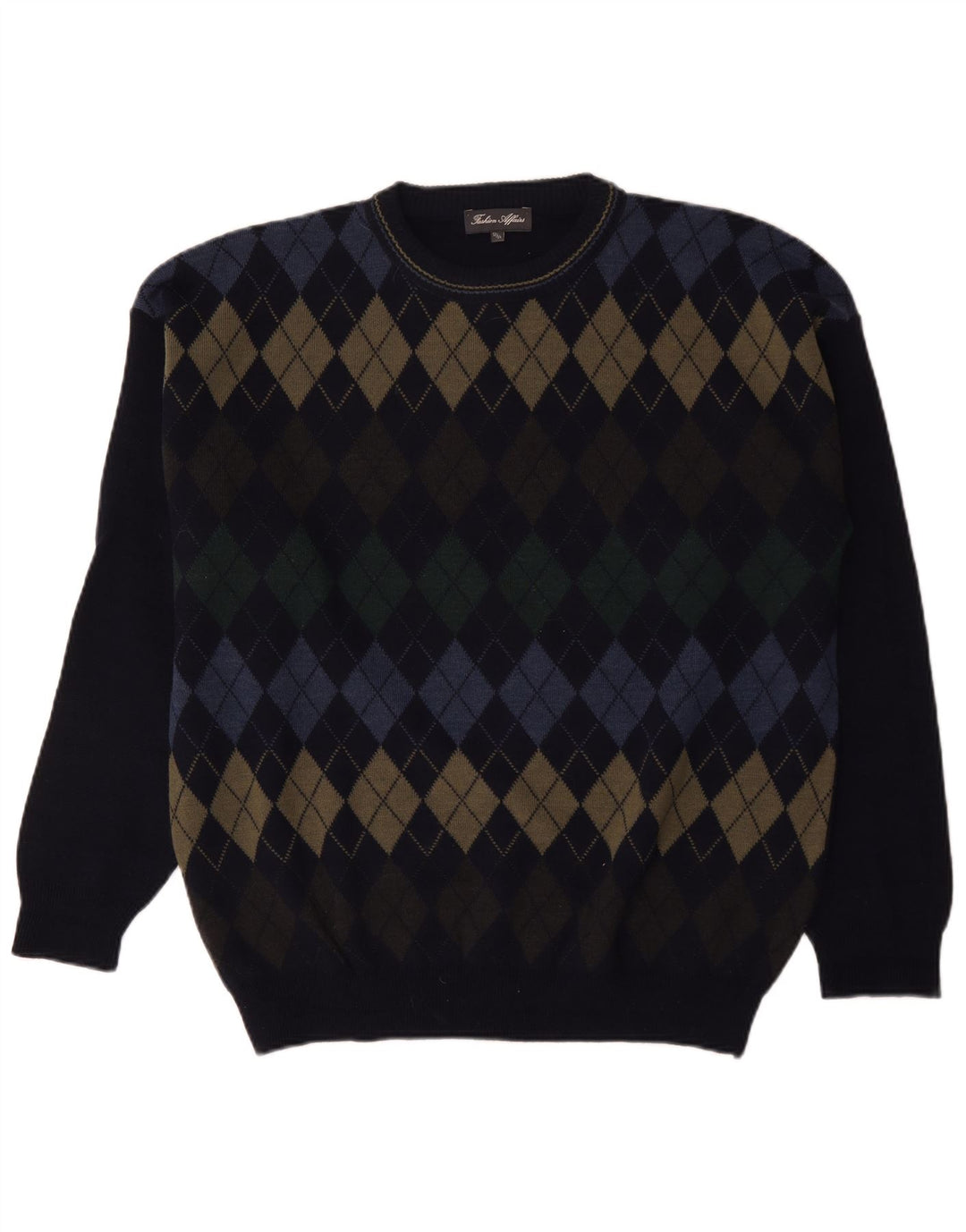 Sweter męski z okrągłym dekoltem w stylu vintage IT 52/54, duży granatowy
