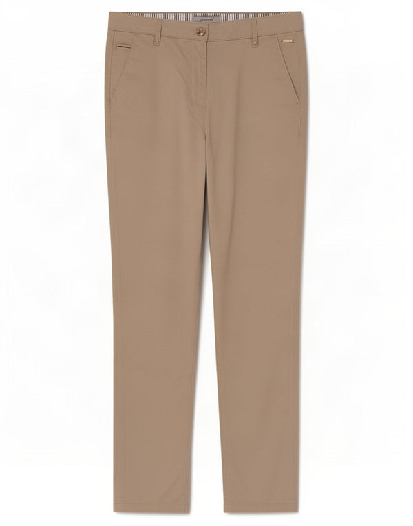Marks & Spencer Womens Slim Chino Trousers UK 10 Small W30 L28 Beige Cotton